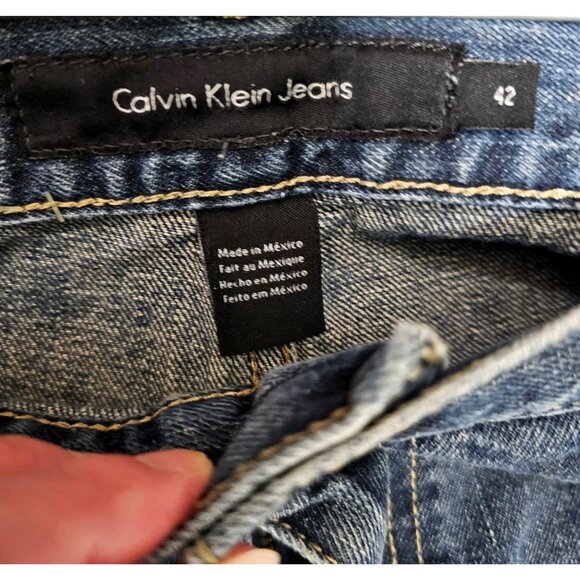 Calvin Klein Mens Blue Denim Relaxed Fit Jeans Size 42 Classic Style - Picture 7 of 14